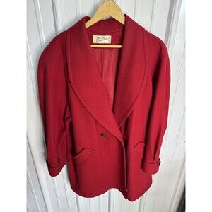 Vintage Beau Brem Wool Coat Womens L/ XL Red  NYC City Streetwear 1960s